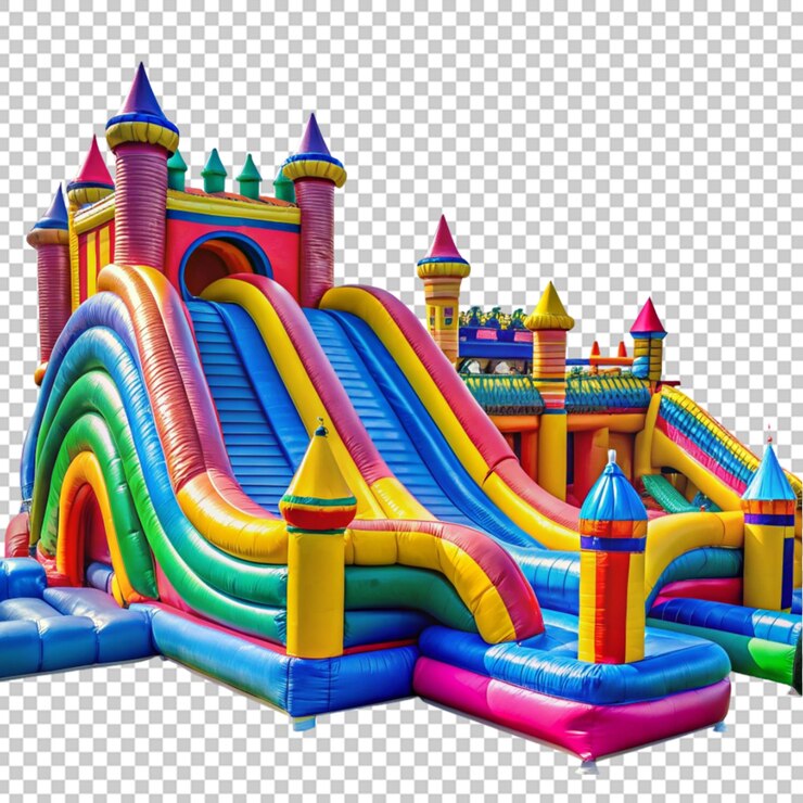 PSD colorful inflatable slide isolated on transparent background