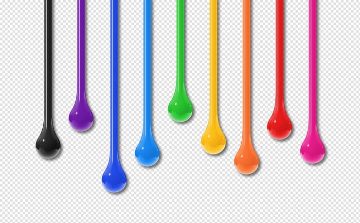PSD colorful ink drops on transparent background horizontal banner