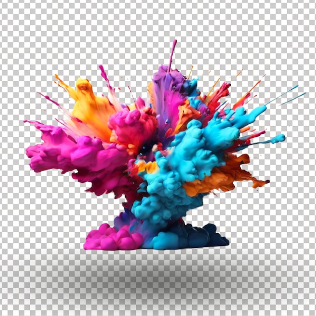 PSD colorful ink explosion isolated on transparent background