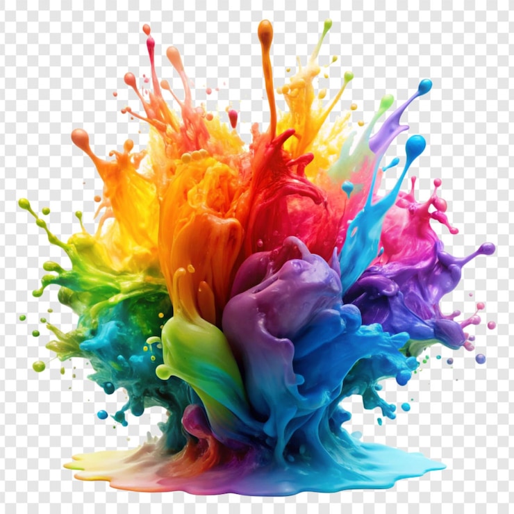 PSD colorful ink splash isolated on transparent background