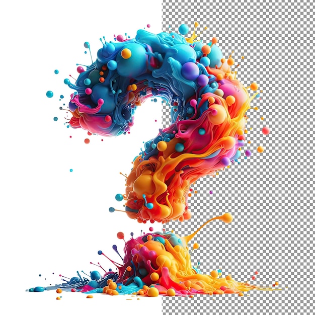 PSD colorful inquiry png background question mark with splashes