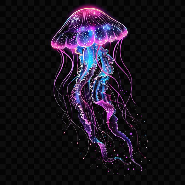 PSD a colorful jellyfish with a purple jellyfish on the bottom