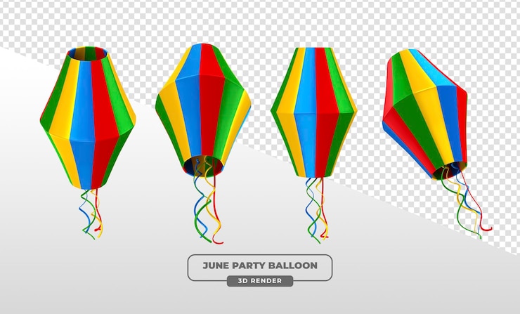 PSD colorful june party balloons 3d render