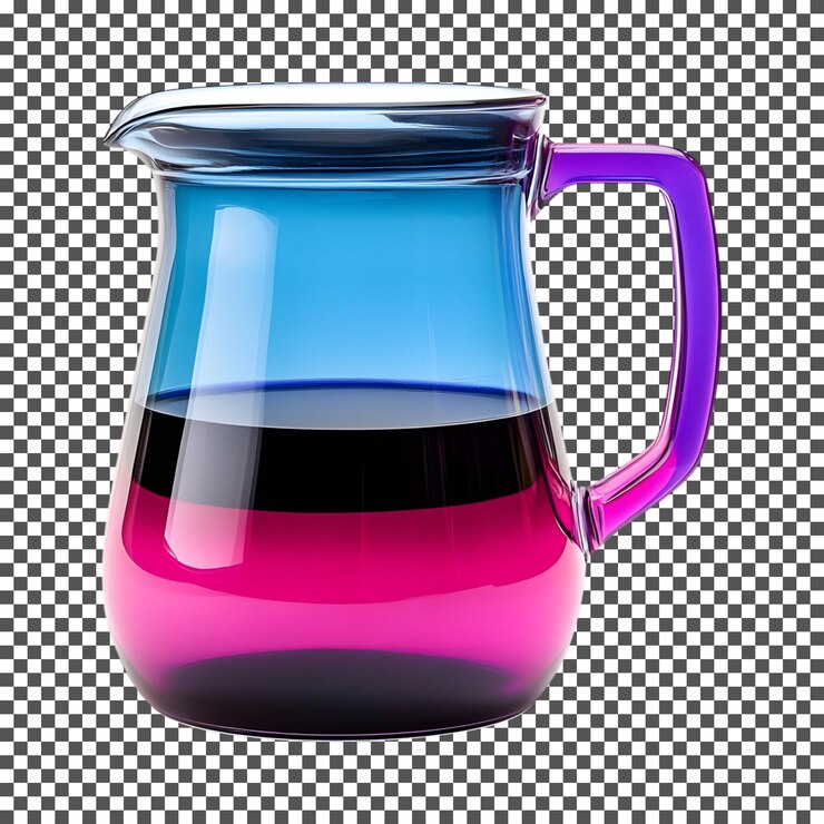 PSD colorful layered glass pitcher isolated on transparent background