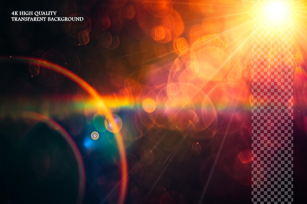 PSD colorful lens flare overlay enhance your visuals on a transparent background