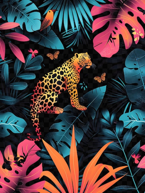 A colorful leopard is walking through the jungle