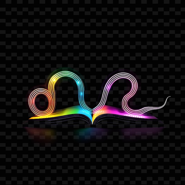 PSD a colorful light abstract design with a rainbow colored line on a black background