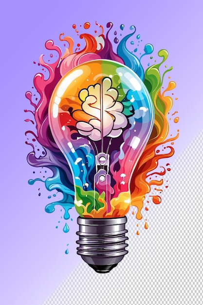 A colorful light bulb with multicolored colors and a colorful flower