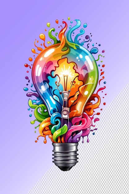 PSD a colorful light bulb with multicolored paint on it