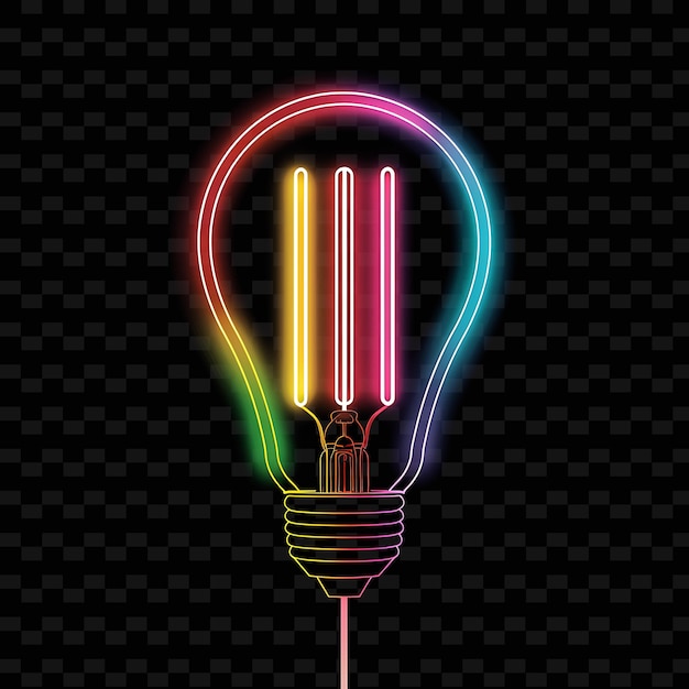 PSD a colorful light bulb with a yellow and red neon around it