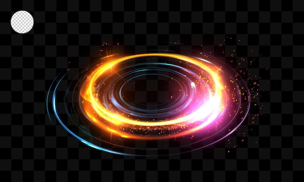 colorful light circles on a transparent background