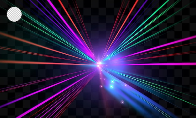 A colorful light show with a transparent background