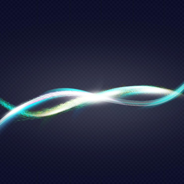 PSD colorful light stripes with sparkles in dark