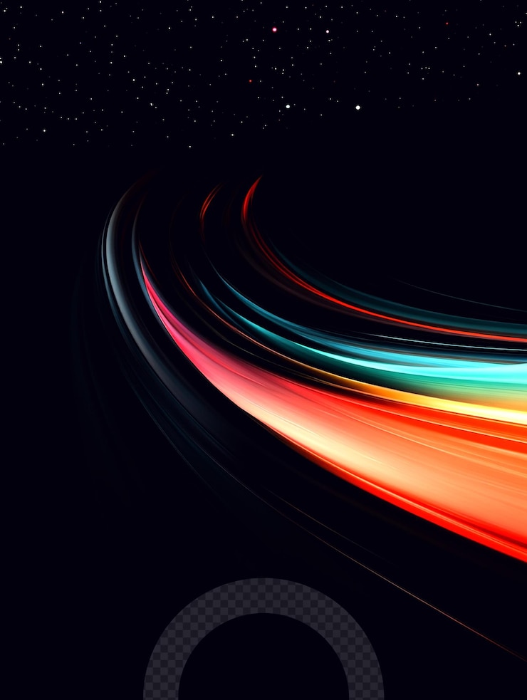 PSD colorful light trails creating a mesmerizing cosmic effect in a dark space environment