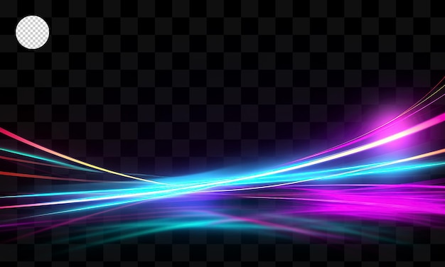 Colorful light trails on a transparent background