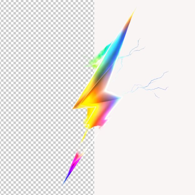 PSD colorful lightening on transparent background