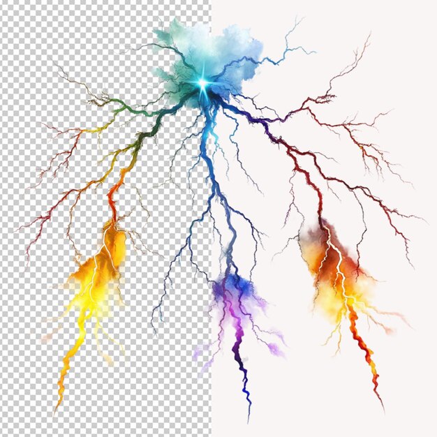 Colorful lightening on transparent background