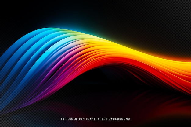 PSD colorful lined waves on transparent background