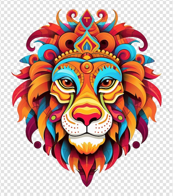 다채로운 사자 머리 카니발 미술 작품 일러스트레이션 디자인