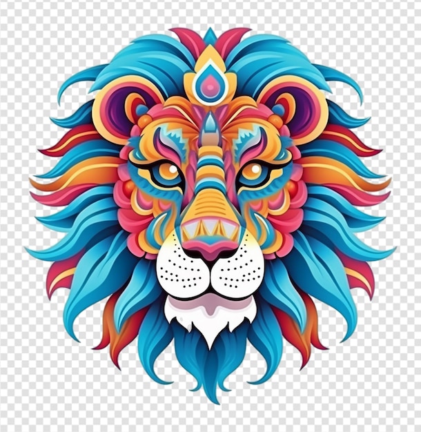 Colorful lion head carnival artwork illustration design