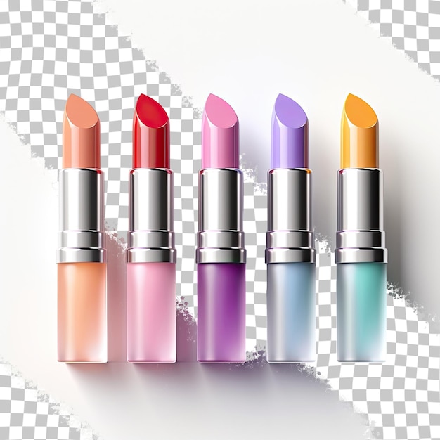 Colorful lipstick set on transparent background