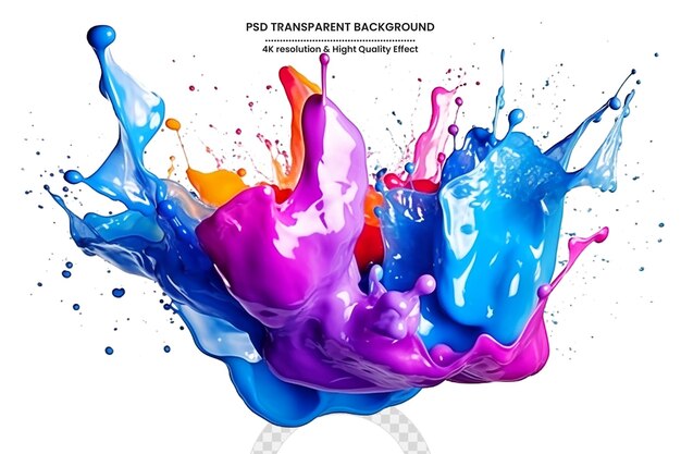 PSD colorful liquid paint splash