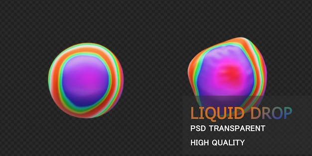 Colorful Liquid splash 3d rendering premium psd