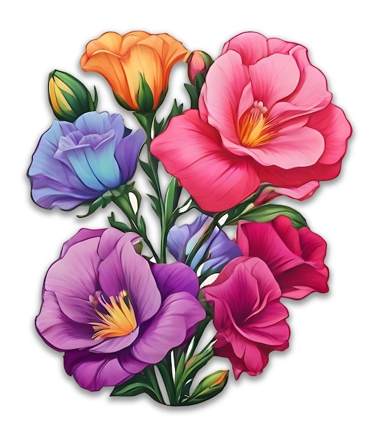 PSD colorful lisianthus psd