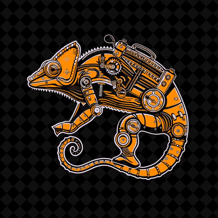 PSD a colorful lizard with orange and orange markings on its body