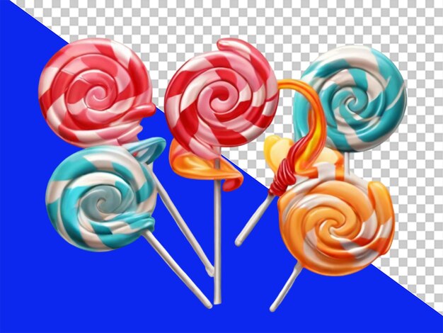 A colorful lollipop on transparent background