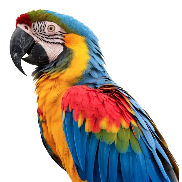 透明な背景に色とりどりのアカオ鳥が孤立しています