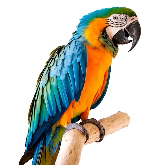 透明な背景に色とりどりのアカオ鳥が孤立しています