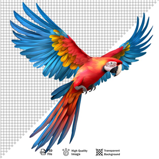 PSD colorful macaw parrot isolated on transparent background