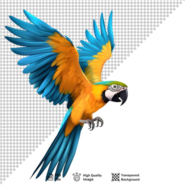 PSD colorful macaw parrot isolated on transparent background