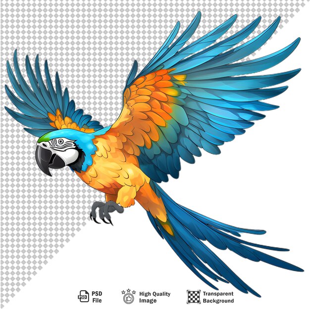 PSD colorful macaw parrot isolated on transparent background