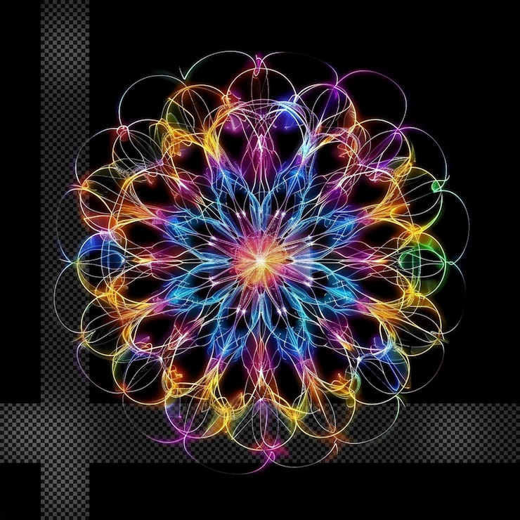 PSD colorful mandala design transparent background