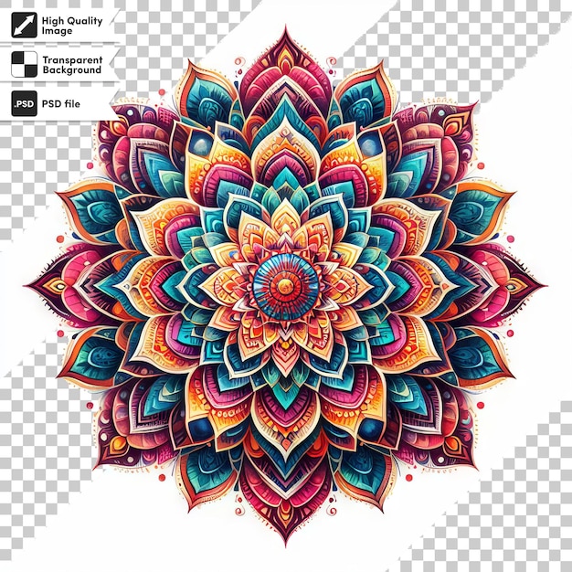 Un mandala colorato con un disegno su di esso