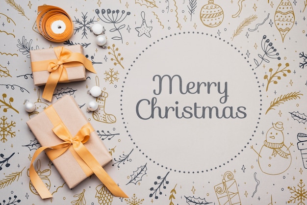 Colorful merry christmas concept mock-up