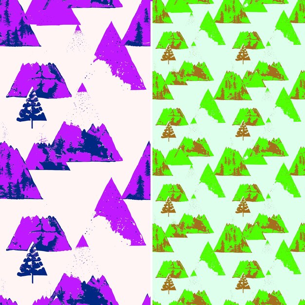 A colorful mountain with a tree in the middle