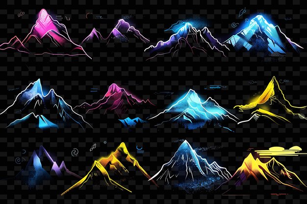 PSD a colorful mountain with the word  mountain  on it