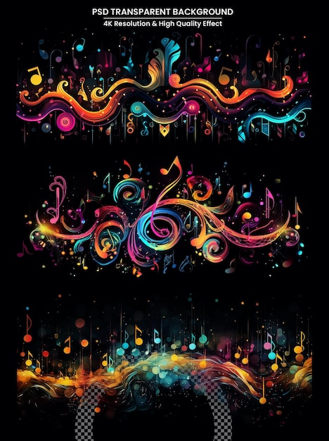 PSD colorful music notes background abstract sign and symbol texture background