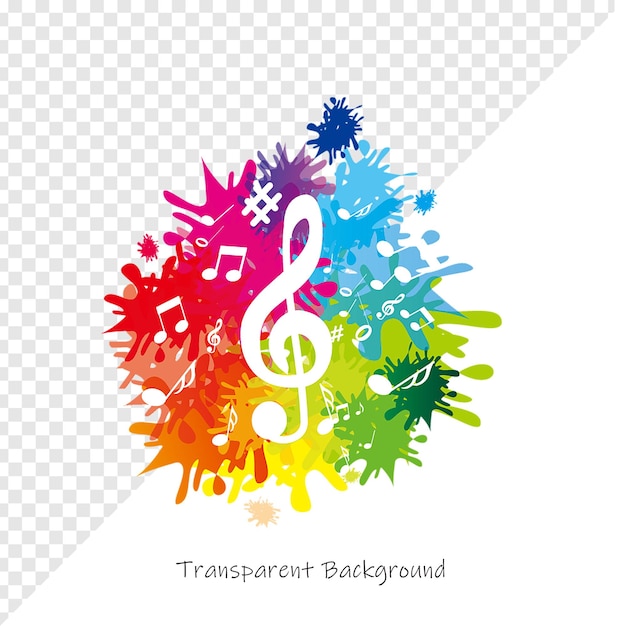 colorful music splash with treble clef and musical notes
