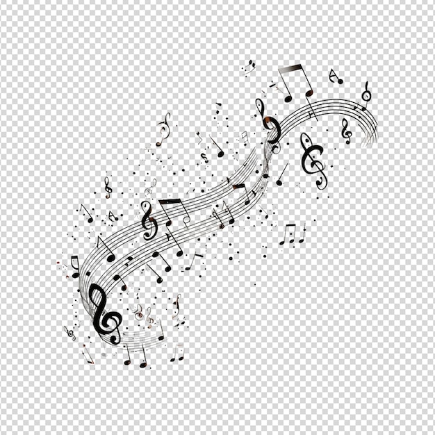 A colorful musical note with a musical note and notes on a transparent background