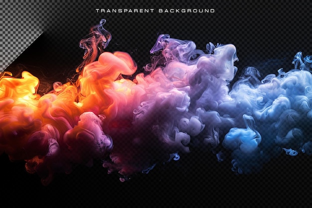 Colorful neon 3d smoke in transparent background