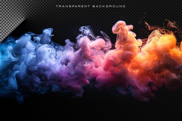 Colorful neon 3d smoke in transparent background