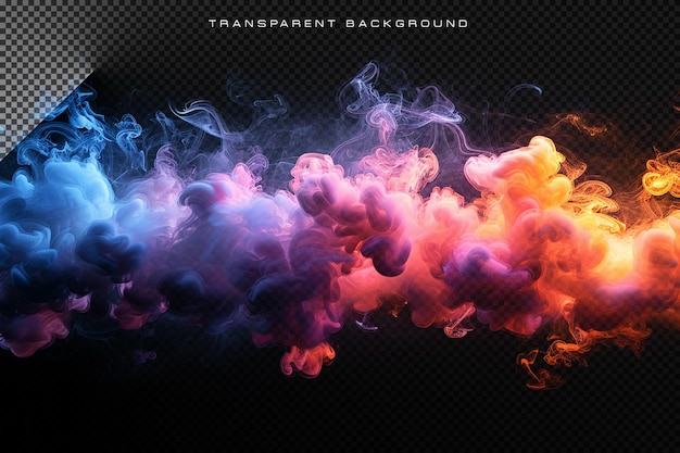 Colorful neon 3d smoke in transparent background