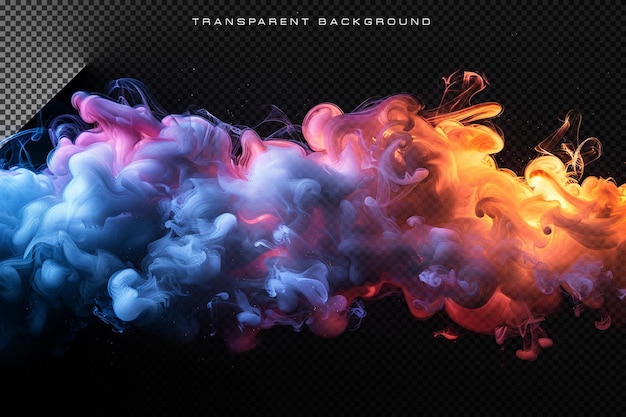 PSD colorful neon 3d smoke in transparent background
