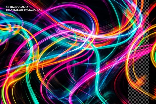 PSD a colorful neon light background with swirling lines of on transparent background