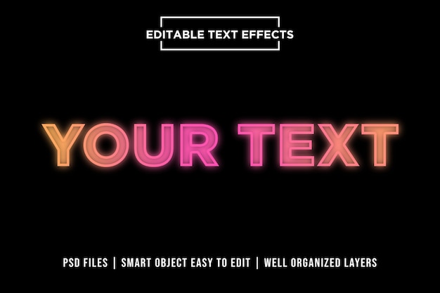 Colorful neon lights premium text effects