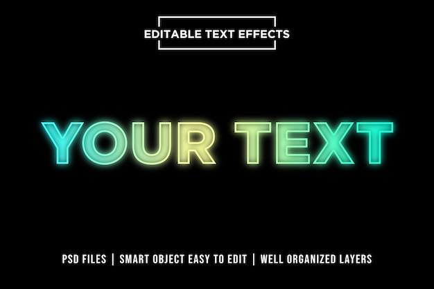 Красочные неоновые огни премиум текстовые эффекты